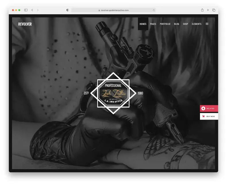 thème wordpress de tatouage de revolver