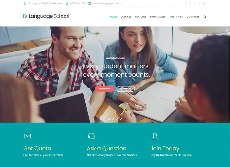 idioma-escola-cursos-aprendizagem-sistema de gestão-educação-tema-wordpress