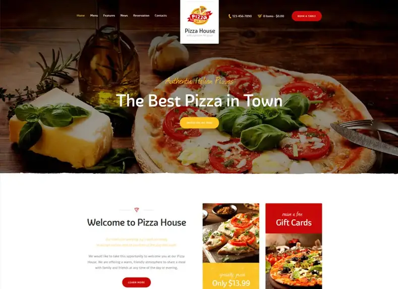 Pizzaria |  Tema WordPress de restaurante/café/bistrô