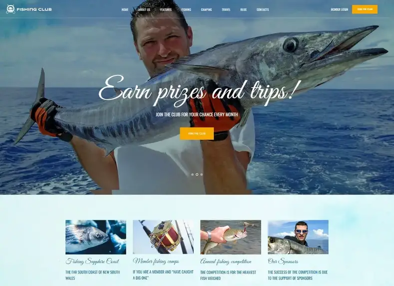 clube de pesca |  Tema WordPress para Hobby Clube de Pesca e Caça