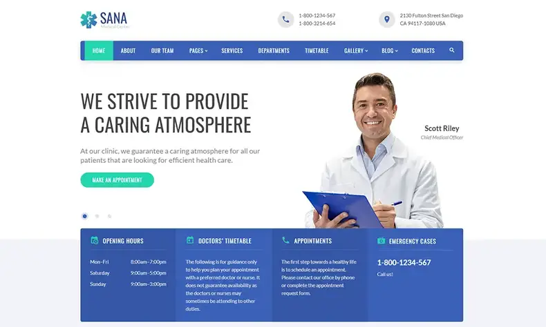 Sana - Modèle de site Web adaptatif pour le nettoyage médical