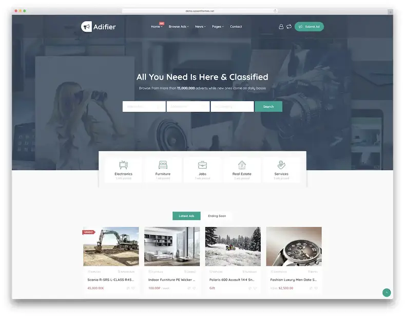 tema do diretório de anúncios classificados wordpress adifier