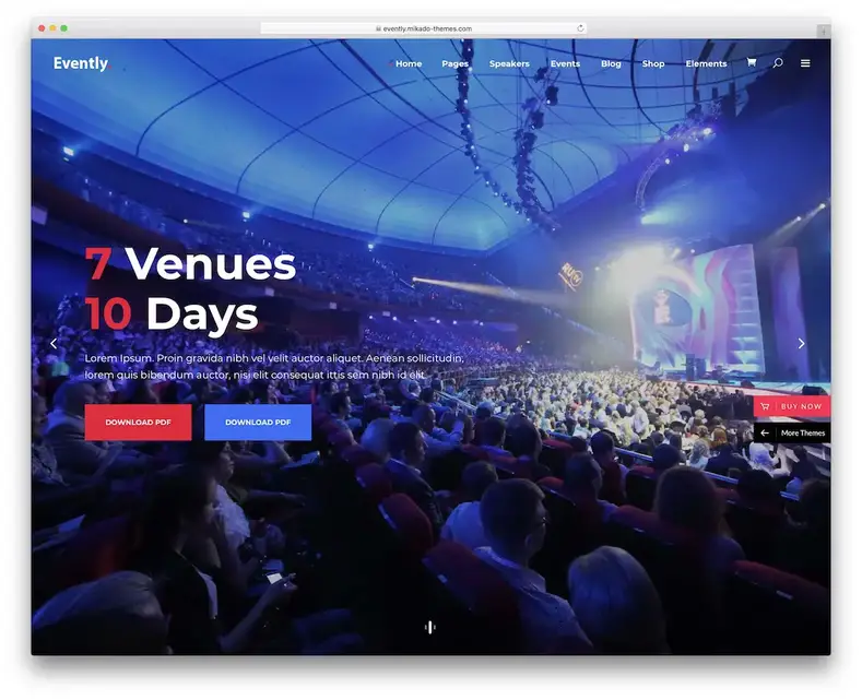 Evently tema wordpress para conferências e eventos