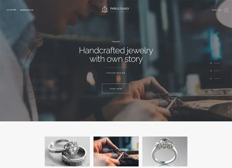 Pablo Guadi |  Mücevher tasarımcısı ve zanaatkar mücevher çevrimiçi mağazası WordPress teması