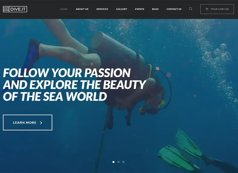 Dive It |  Téma WordPress školy potápania