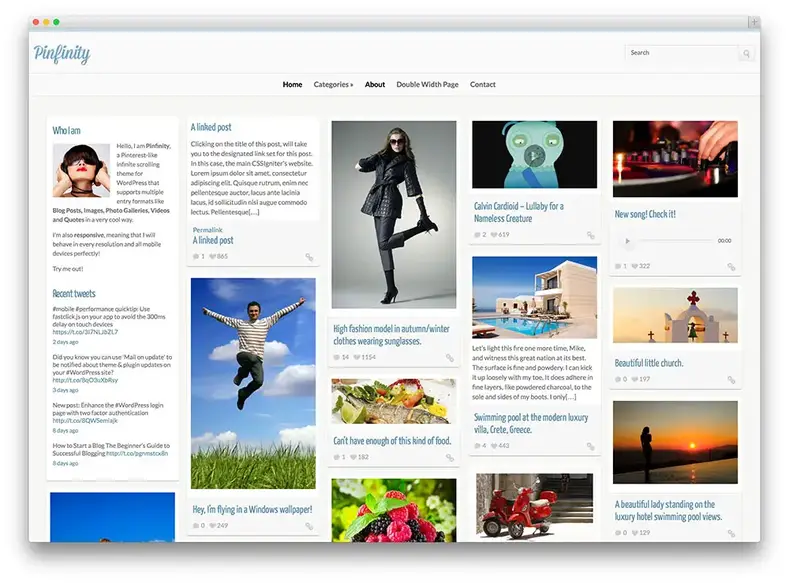 tema wordpress inspirado no pinfinity pinterest