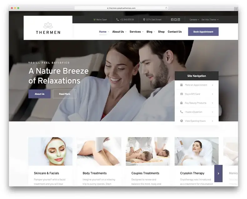 thème wordpress de massage thermal