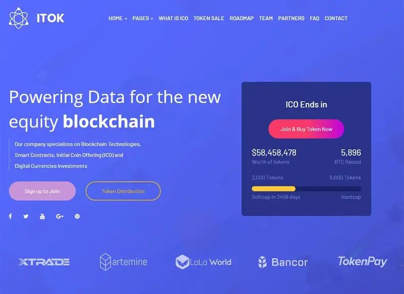 ITok |  Thème WordPress pour ICO et crypto-monnaies