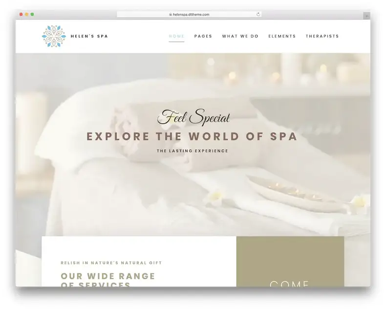 thème wordpress du salon de massage helens spa