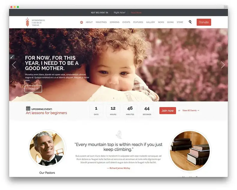 Tema WordPress para igrejas e eventos