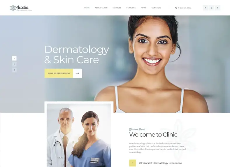 Accalia |  Tema WordPress Klinik Dermatologi