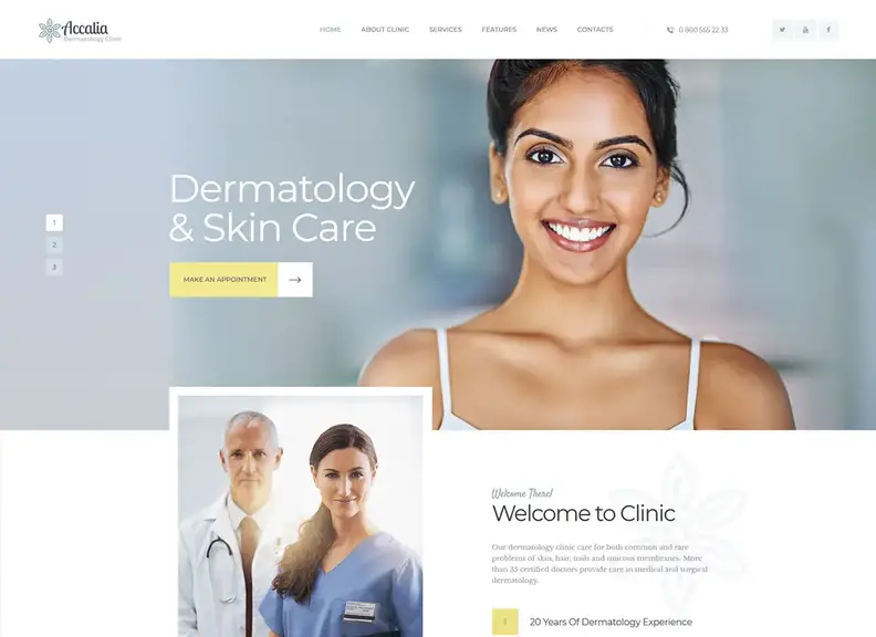 Accalia |  Tema WordPress della clinica di dermatologia
