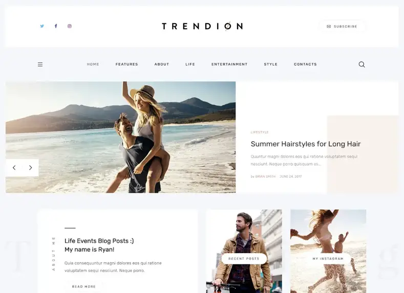 Tren |  Tema WordPress untuk blog dan majalah gaya hidup pribadi