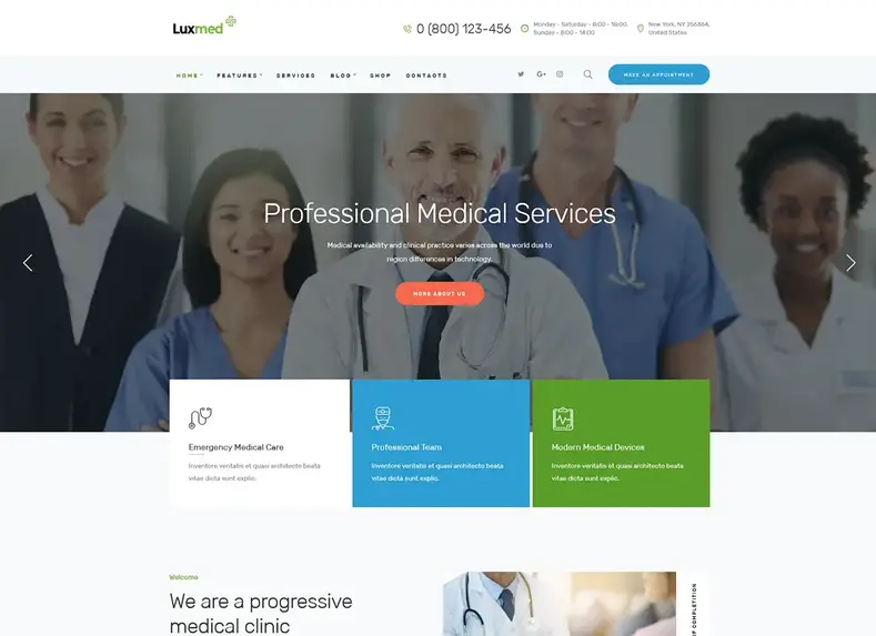 Lux Med |  Tema WordPress Medis & Kesehatan