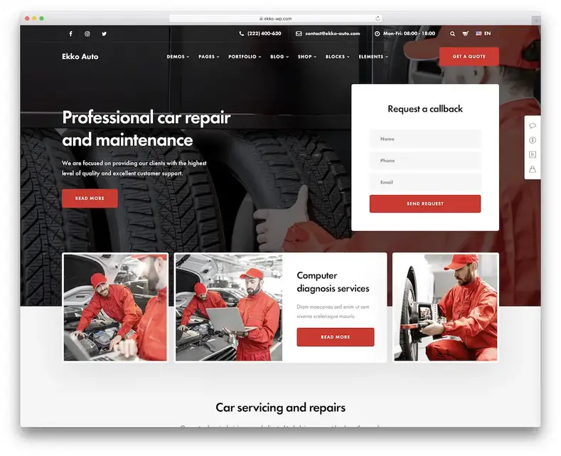 tema wordpress layanan otomatis ekko