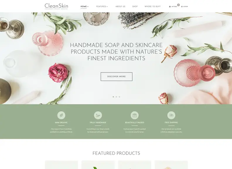 pelle pulita |  Tema WordPress del negozio di sapone biologico fatto a mano e cosmetici naturali