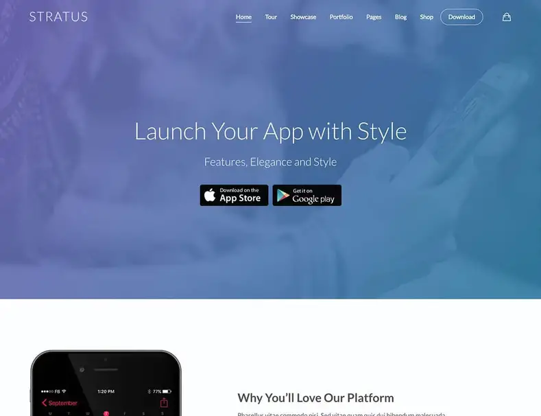 Stratus-app-showcase-wordpress-theme