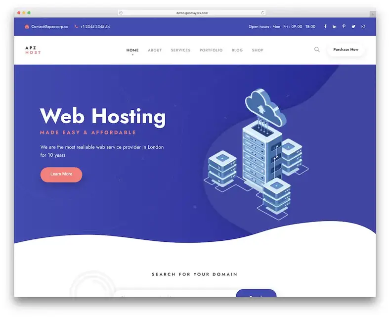 apzo hosting tema wordpress