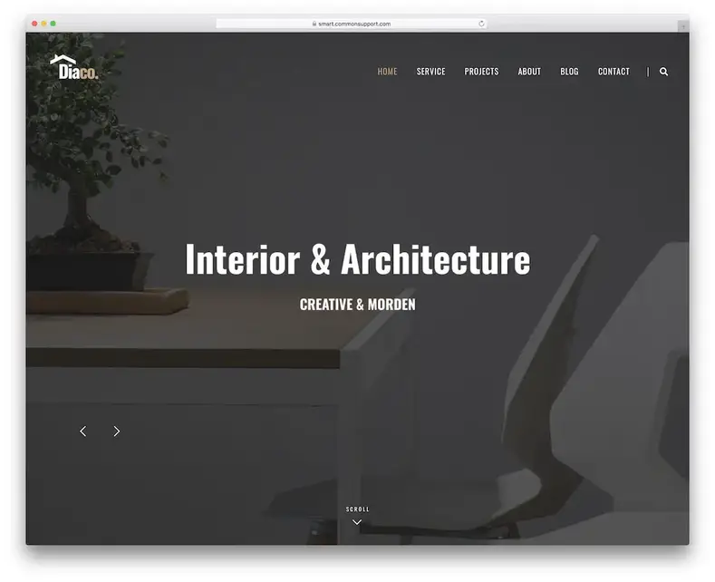 thème wordpress de design d'intérieur diaco