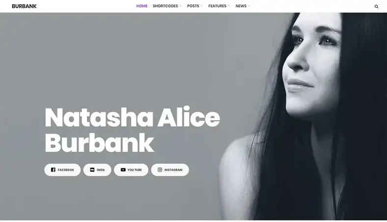 Modelo de Site de Ator de Burbank