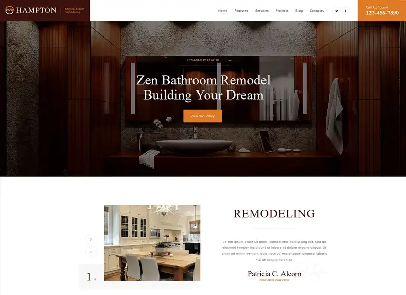 Hampton - Thème WordPress pour la conception et la rénovation de maisons