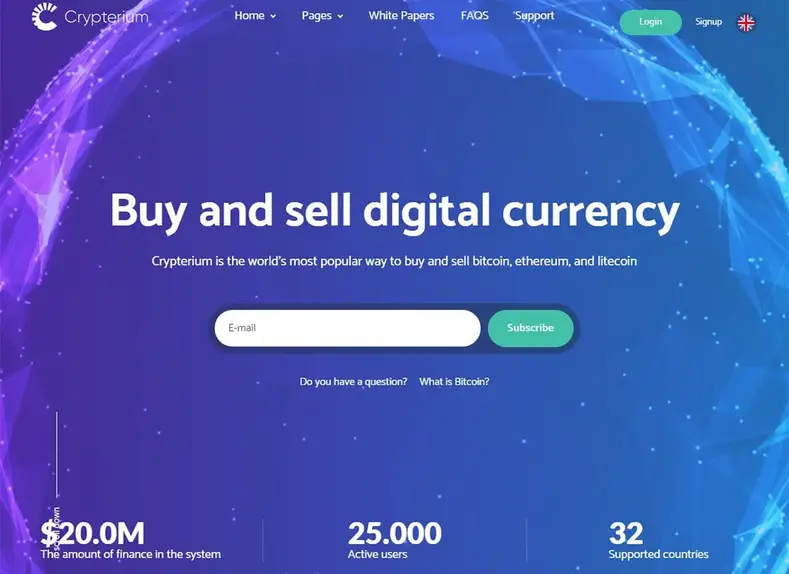 Cryptérie |  Thème WordPress de crypto-monnaie et page de destination ICO