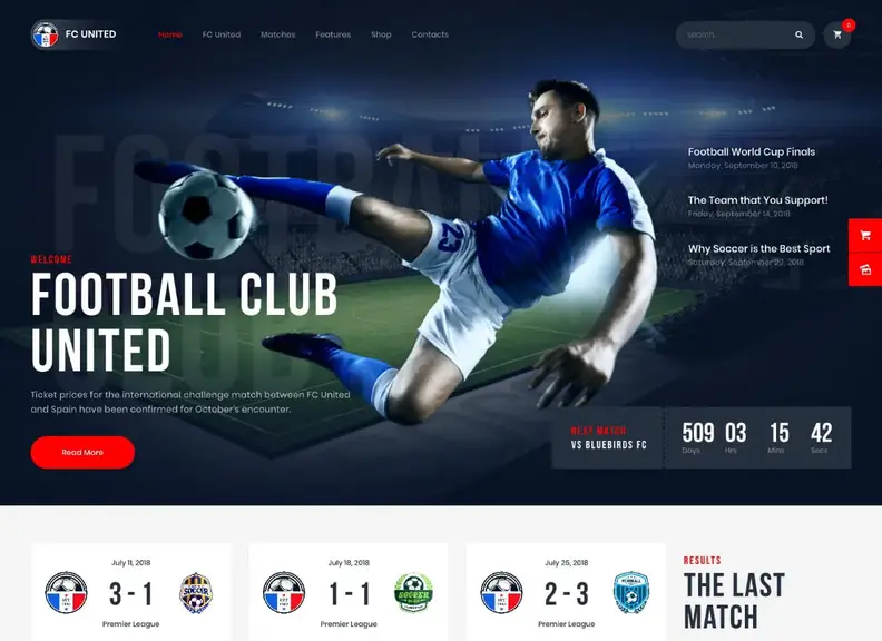 United FC |  Téma WordPress pre futbal, futbal, šport