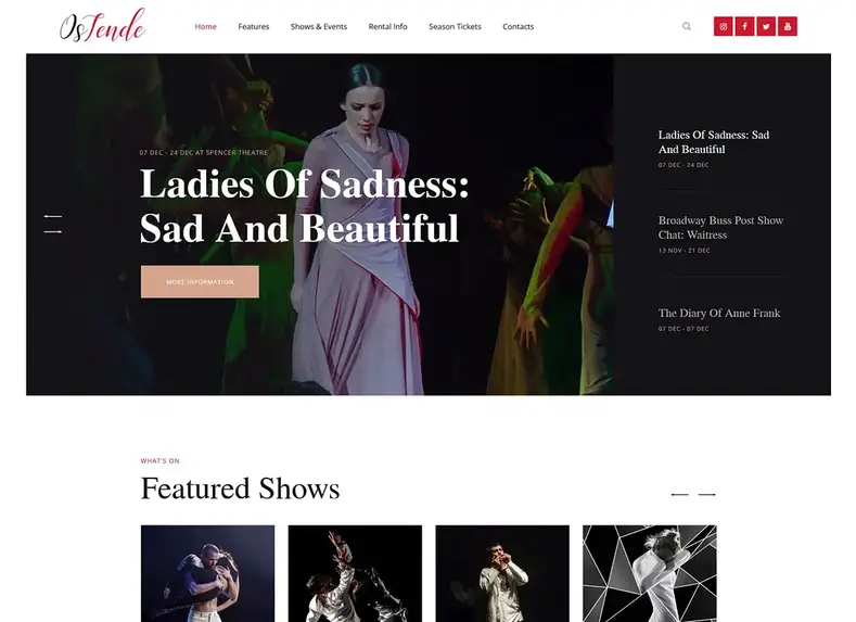 Os Tende |  Tema WordPress para Escola de Artes e Teatro