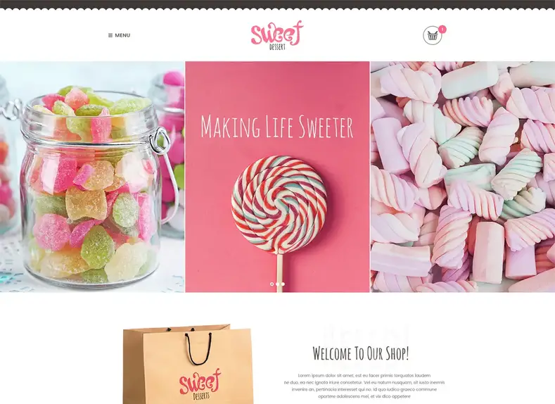 Sweet Dessert - Thème WordPress pour boutique de bonbons et café