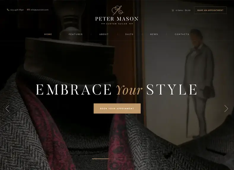 Pedro Mason |  Tema WordPress personalizado para roupas e alfaiataria