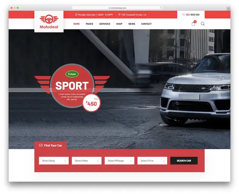 tema wordpress de concessionária de carros motodeal