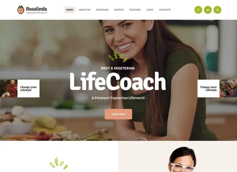 Rosalind |  Health Coach & Vegetarian Lifestyle Blog Tema WordPress