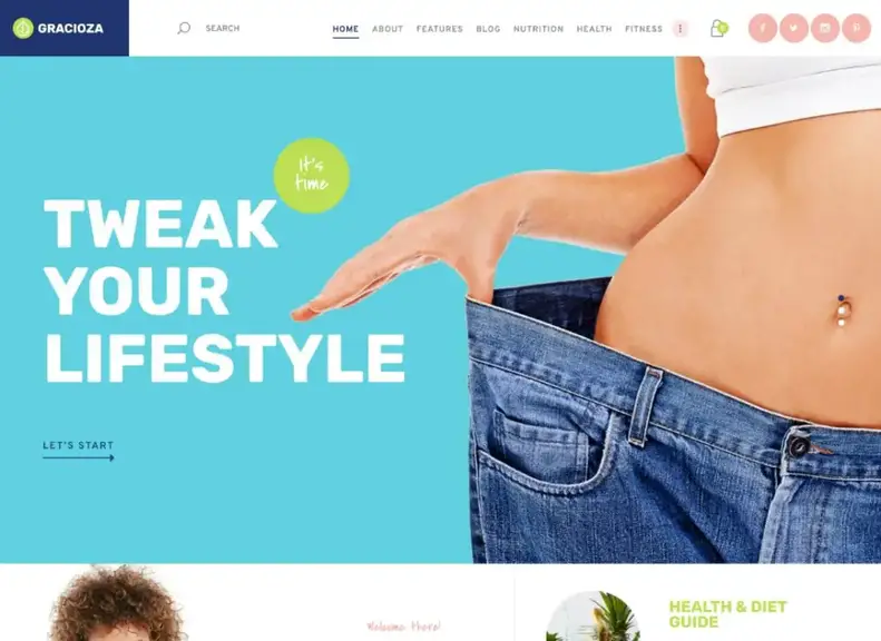 grazioso |  Tema WordPress per la perdita di peso e il blog sano
