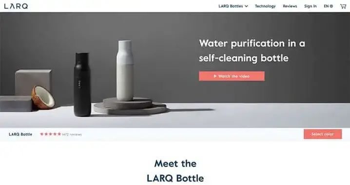 Halaman Produk Botol Air LARQ