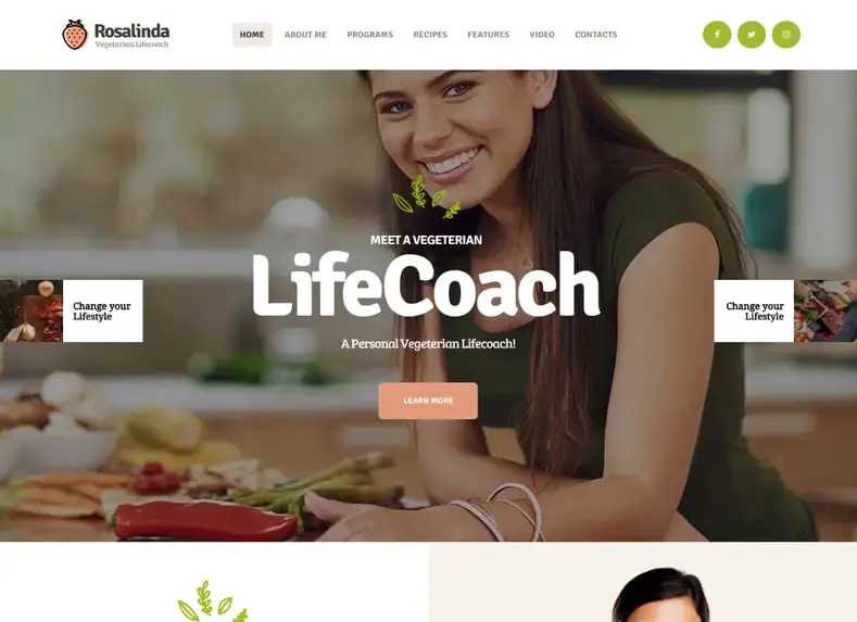 Rosalind |  Pelatih Kesehatan & Gaya Hidup Vegetarian Blog Tema WordPress