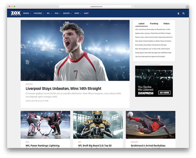 zoxpress spor teması wordpress