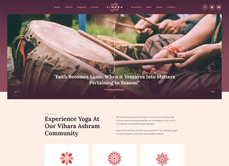 Vihara |  Thème WordPress du temple bouddhiste de l'Ashram