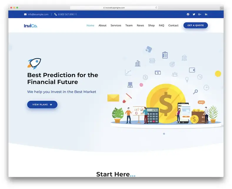 thème wordpress de la société financière invico