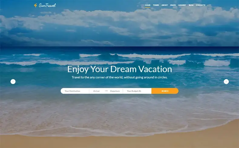 Sun Travel - Modèle de site Web en ligne pour les agences de voyages