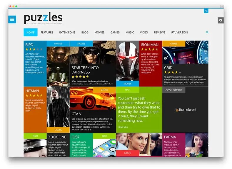 puzzle - tema WordPress design piatto