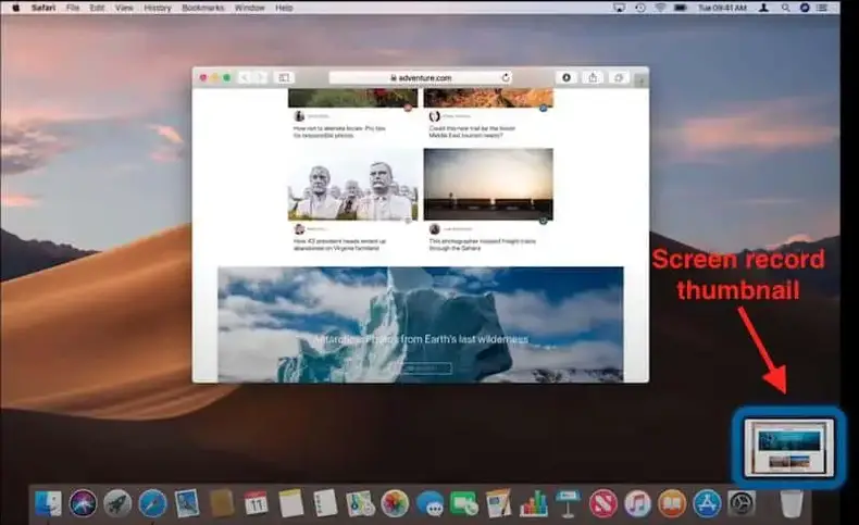Gambar mini perekaman layar Mac