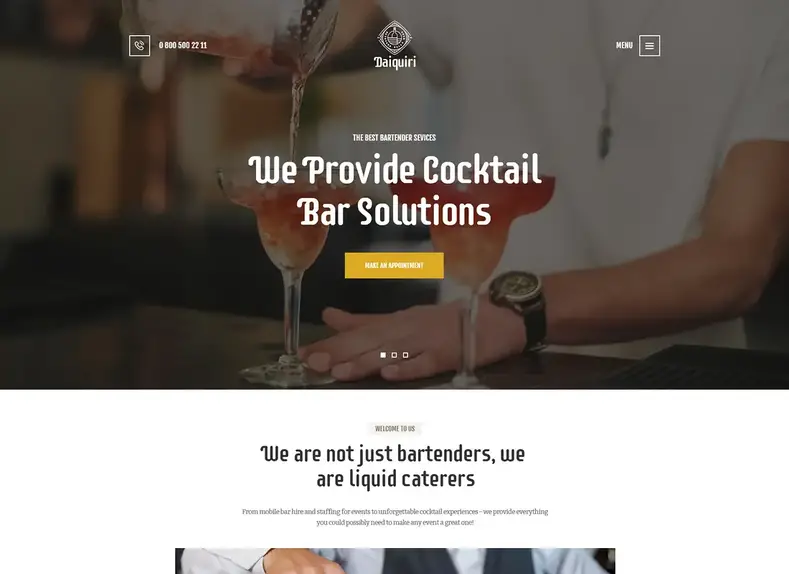 Daiquiri |  Thème WordPress pour les services de barman et de restauration