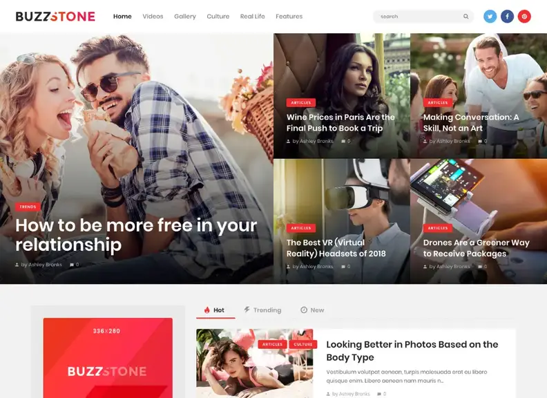 Buzz Taş |  Viral dergiler ve bloglar için WordPress teması