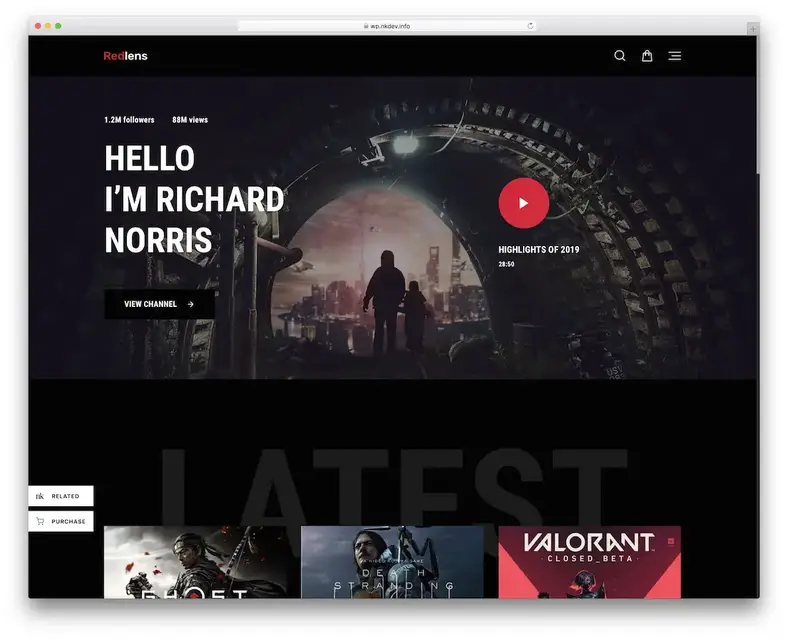 tema wordpress de streamer de jogos redlens