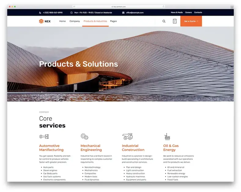 tema wordpress industrial nex