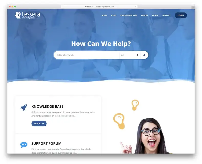 tema de suporte técnico tessera wordpress