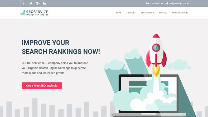 Thème WordPress pour agence de référencement Leadinjection