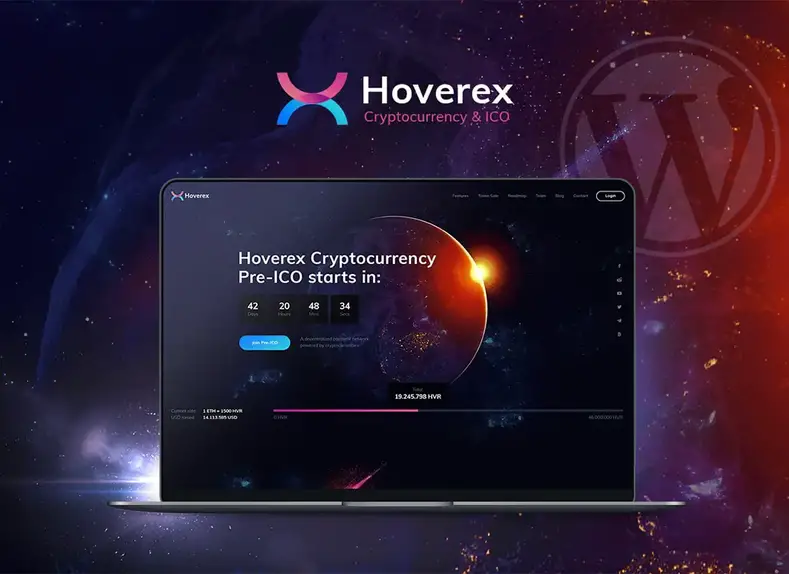 Hoverex |  Thème WordPress pour crypto-monnaies et ICO