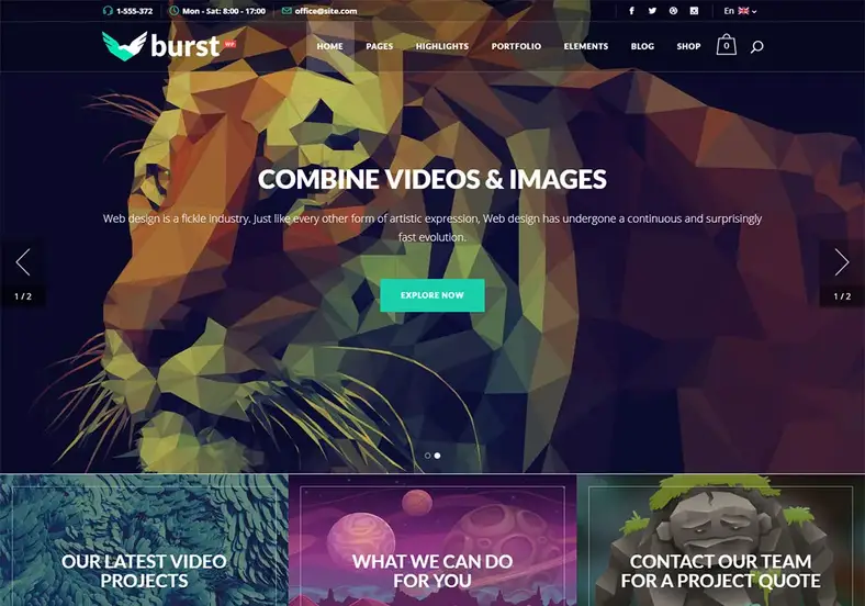 Explosão de fundo de vídeo de temas do WordPress