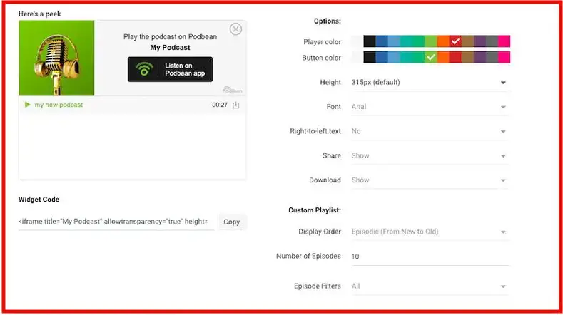 Pemutar yang Dapat Disematkan Podbean
